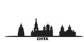 Russia, Chita city skyline isolated vector illustration. Russia, Chita travel black cityscape