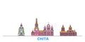 Russia, Chita line cityscape, flat vector. Travel city landmark, oultine illustration, line world icons Royalty Free Stock Photo