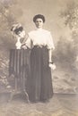 RUSSIA - CIRCA 1905-1910: A portrait of young woman in studio, Vintage Carte de Viste Edwardian era photo Royalty Free Stock Photo