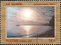 RUSSIA - CIRCA 2011: Stamp printed in Russia dedicated the contemporary Art Russia, A. Adamov. Seascape, 2007