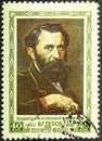 RUSSIA - CIRCA 1956: a stamp printed in the Russia shows Vassily Grigorevitch Perov, Painter, circa 1956 Royalty Free Stock Photo