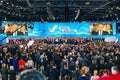 Russia, city Moscow - December 18, 2017: Speech by the President of the Russian Federation on the forum. A crowd of