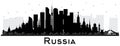 Russia City Skyline Silhouette with Black Buildings Isolated on White Royalty Free Stock Photo