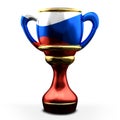 Russia colored trophy Cup. 3d rendering