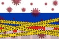 Russia Coronavirus quarantine concept. Covid-19, MERS-Cov. Yellow and black stripes on national flag. Vector.