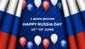 russia day with realistic russian flag and balloon color of russian flag