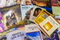 Russia - December 2020: Religious literature of Jehovah`s Witnesses