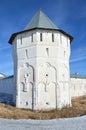 Russia, defencive tower of ancient Spaso-Prilutsky monastery in Vologda Royalty Free Stock Photo