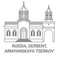 Russia, Derbent, Armyanskaya Tserkov' travel landmark vector illustration