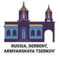 Russia, Derbent, Armyanskaya Tserkov' travel landmark vector illustration