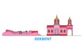 Russia, Derbent line cityscape, flat vector. Travel city landmark, oultine illustration, line world icons