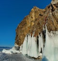 Fancy icy rocks of lake Baikal.