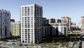 Russia, Ekaterinburg - May 18, 2022: aerial view of public housing apartments. Stock footage. Newly built sleeping area