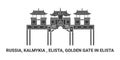 Russia, Elista, Golden Gate In Elista, travel landmark vector illustration