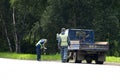 Russia, Elizovo: Police Highway Patrol checks the truck