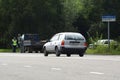 Russia, Elizovo: Police Highway Patrol checks the truck