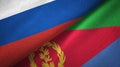 Russia and Eritrea two flags textile cloth, fabric texture