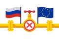 Russia and EU. Gas pipe with flag European union and Russia Royalty Free Stock Photo