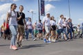 Russia. Fans from different countries rush to the stadium Royalty Free Stock Photo