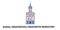 Russia, Ferapontovo Monastery travel landmark vector illustration Royalty Free Stock Photo