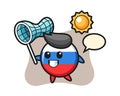 Russia flag badge mascot illustration is catching butterfly