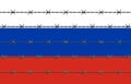 Russia Flag Behind Barbed Wires Royalty Free Stock Photo