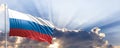 Russia flag on blue sky. 3d illustration Royalty Free Stock Photo