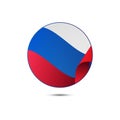 Russia flag button on a white background. Vector illustration. Royalty Free Stock Photo