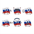 Russia flag cartoon character are playing games with various cute emoticons