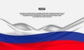 Russia flag design. Waving Russian flag made of satin or silk fabric.