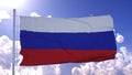 Russia flag on a flagpole waving in the wind. 3d illustration