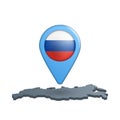 Russia flag map pin on white Royalty Free Stock Photo