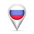 Russia flag map pointer with shadow. Vector illustration Royalty Free Stock Photo