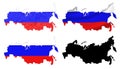 Russia flag over map collage