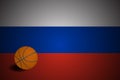 Russia flag with real basketball ball, vector Royalty Free Stock Photo