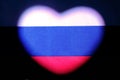 Russia flag in the shape of a heart. The concept of love, patriotism and independence. State symbol for the design and