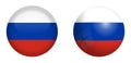 Russia flag under 3d dome button and on glossy sphere / ball Royalty Free Stock Photo