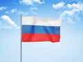 Russia flag waving sky background 3D illustration Royalty Free Stock Photo