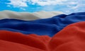 Russia flag in the wind. Realistic and wavy fabric flag. 3D rendering