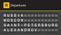 Russia flip alphabet airport departures, Moscow