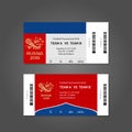 Russia 2018. Football or soccer ticket design template with mode