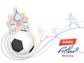 Russia Football World Cup poster or banner design with doodle il