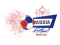 Russia Football World Cup poster or banner design with doodle il