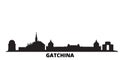 Russia, Gatchina city skyline isolated vector illustration. Russia, Gatchina travel black cityscape