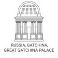 Russia, Gatchina, Great Gatchina Palace travel landmark vector illustration