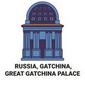 Russia, Gatchina, Great Gatchina Palace travel landmark vector illustration