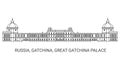 Russia, Gatchina, Great Gatchina Palace, travel landmark vector illustration