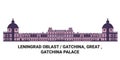 Russia, Gatchina, Great , Gatchina Palace travel landmark vector illustration