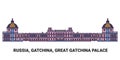 Russia, Gatchina, Great Gatchina Palace, travel landmark vector illustration