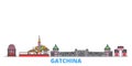 Russia, Gatchina line cityscape, flat vector. Travel city landmark, oultine illustration, line world icons